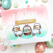 Sunny Studio Stamps Sheep with Easter Basket Pastel Handmade DIY Circles Card using Sydney Alphabet Metal Cutting Craft Dies