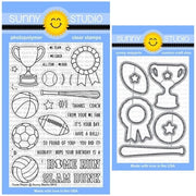 Sunny Studio Team Player Sports-Themed Baseball, Football, & Basketball Clear Photopolymer Stamps & Metal Cutting Craft Dies