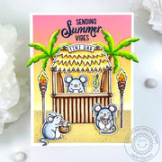 Sunny Studio Sending Summer Vibes Mice & Mouse at Tiki Bar at Sunset Tropical Island Card using Tiki Time Clear Craft Stamps