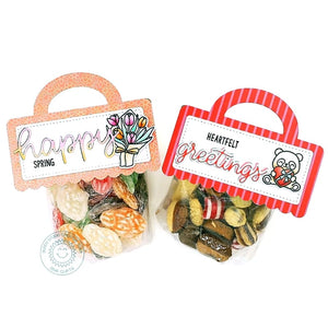 Sunny Studio Stamps Happy Spring Tulip & Heartfelt Greetings Panda Snack Gift Bags using Treat Bag Topper Metal Cutting Dies