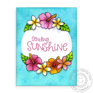Sunny Studio Stamps Tropical Paradise Sending Sunshine Hawaiian Hibiscus & Plumeria Flowers Summer Card