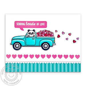 Sunny Studio Stamps Sending Loads of Love Trailing Hearts Pick-up Truck Valentine's Day Card using Heartstrings Border Dies