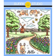 Sunny Studio Tulip Path Background Clear Photopolymer 6x6 Spring Stamps for Stamping, Cardmaking, Scrapbooking & Paper Crafts