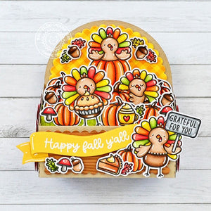Sunny Studio Stamps Happy Fall Y'all Turkeys & Pumpkins Autumn Pop-up Box Card (using Brilliant Banner 1 Metal Cutting Dies)