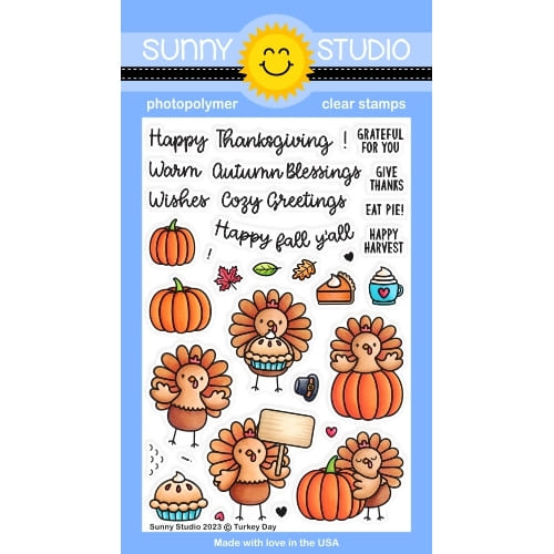 Sunny Studio Turkey Day Thanksgiving Holiday Clear Photopolymer Stamps for Cardmaking & Paper Crafts