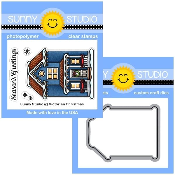 Sunny Studio Stamps Victorian Christmas Holiday Winter House Home 2x3 Clear Photopolymer Stamps & Metal Cutting Craft Die Set