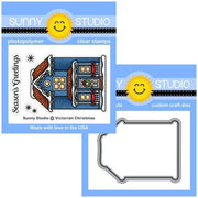Sunny Studio Stamps Victorian Christmas Holiday Winter House Home 2x3 Clear Photopolymer Stamps & Metal Cutting Craft Die Set
