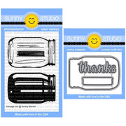 Sunny Studio Vintage Jar 3x4 Mason Canning Jar Glass Vase Photopolymer Clear Stamps & Metal Cutting Craft Dies for Cardmaking