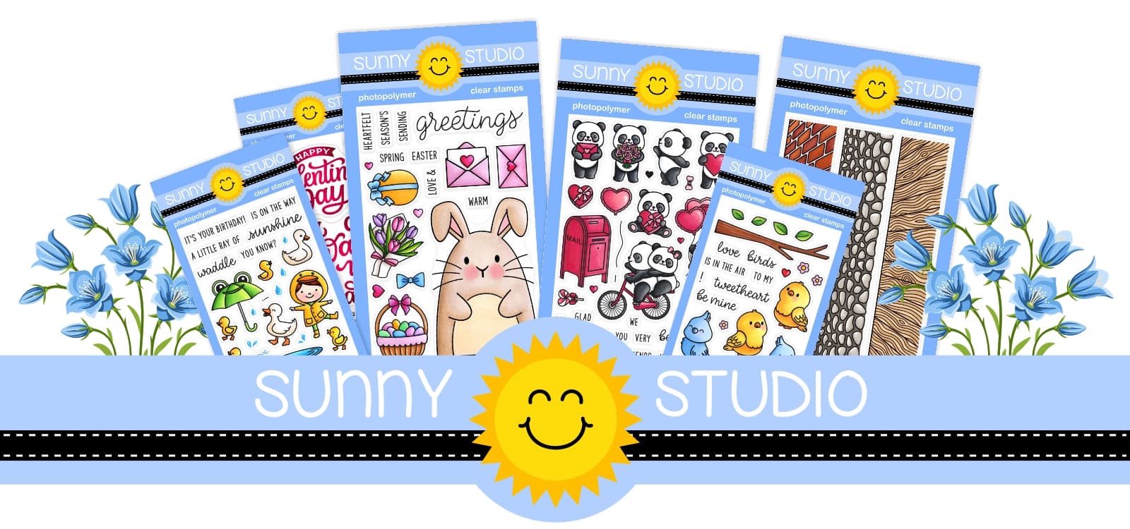 Sunny Studio Stamps Spring 2024 New Release Collection featuring photopolymer stamps and metal cutting dies