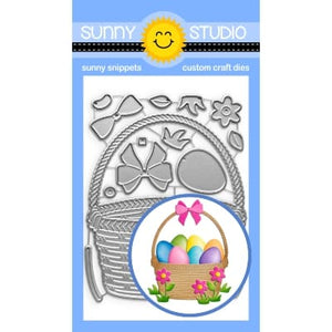 Sunny Studio Stamps Wicker Basket, Easter Eggs, & Flower Metal Cutting Dies with Bow, Grass & Jellybean SSDIE-364