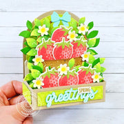 Sunny Studio Stamps Strawberry Strawberries in Basket Spring Greetings Pop-up Box Card using Wicker Basket Metal Craft Dies