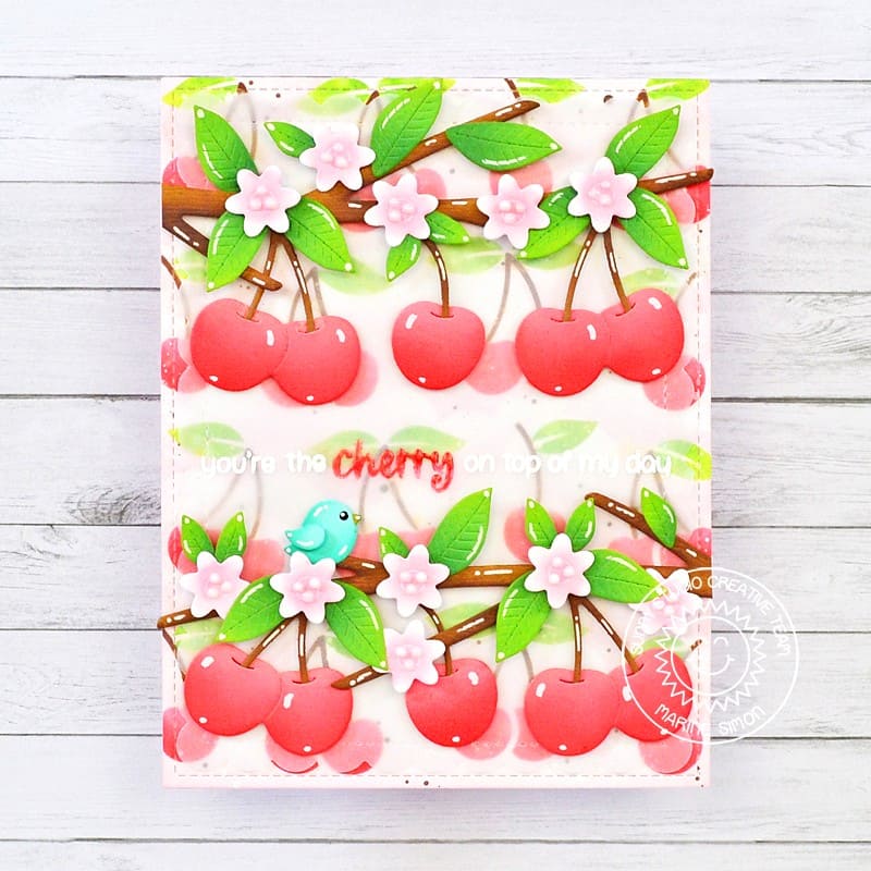 Sunny Studio Stamps You're the Cherry On Top of My Day Summer Cherries Card using Wild Cherry Metal Cutting Craft Dies