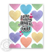 Sunny Studio Stamps I Love Every Moment With You Rainbow Valentine's Day Card using Window Trio Heart Landscape Craft Dies