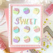 Sunny Studio Stamps You're Sweet Pastel Bonbon Scalloped Grid Card using Window Trio Heart Portrait Metal Cutting Craft Dies