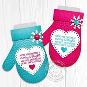 Sunny Studio Winter Mitten Shaped Handmade Holiday Christmas Card using Inside Greetings Seasons Clear Sentiment Craft Stamps