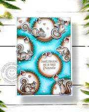 Sunny Studio Stamps Aqua & Brown Circle Squirrel Friends Friendship Card using Zig-Zag Circles Metal Cutting Craft Dies