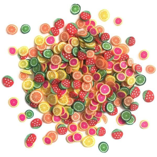 Buttons Galore Fruit Cocktail Sprinkletz Orange, Lemon, Lime, Grapefruit Slices & Strawberry Polymer Clay Embellishments