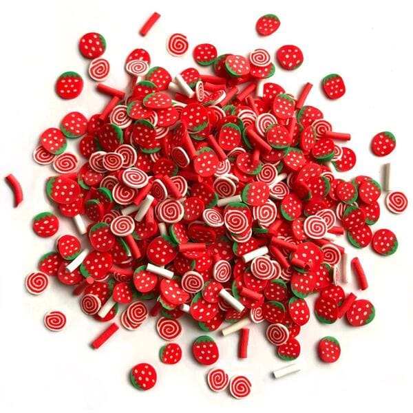 Buttons Galore My Treat Red & White Strawberry Strawberries Sprinkletz Polymer Clay Embellishments