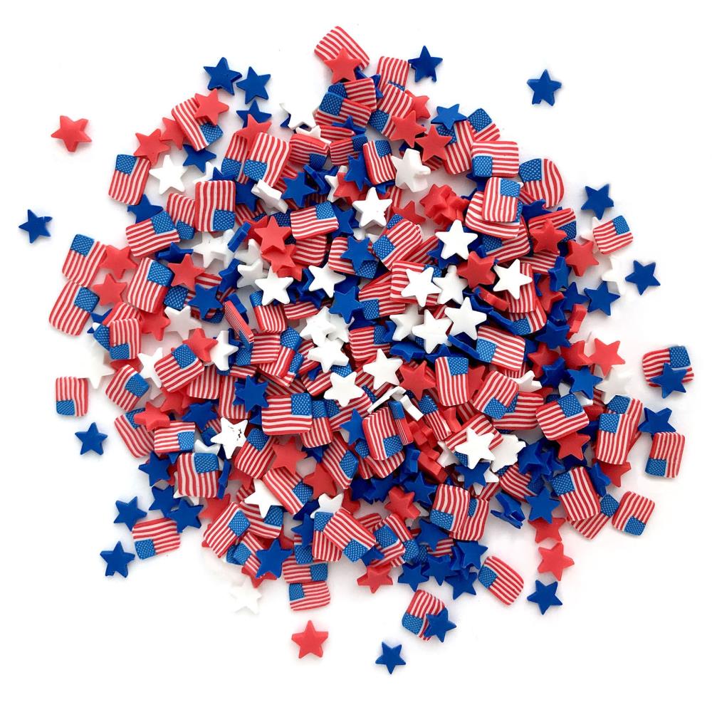 Sunny Studio Stamps: Buttons Galore Old Glory Sprinkletz 5mm Red, White & Blue Stars & Stripes Flag Polymer Clay Confetti