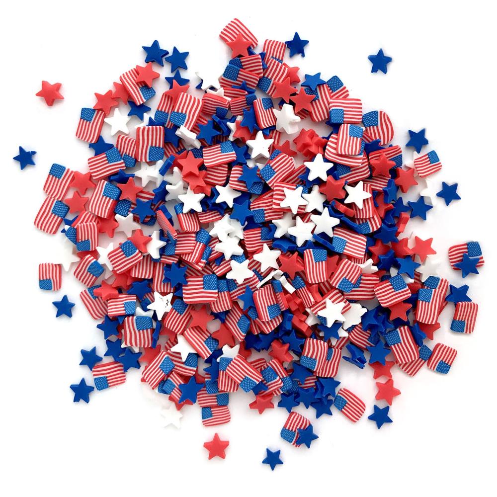 Sunny Studio Stamps: Buttons Galore Old Glory Sprinkletz 5mm Red, White & Blue Stars & Stripes Flag Polymer Clay Confetti