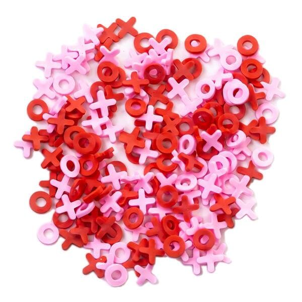 Buttons Galore Hugs & Kisses Pink & Red XOXO Sprinkletz 5mm Polymer Clay Embellishments