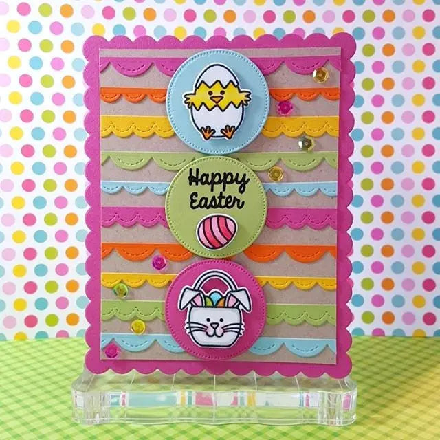 Sunny Studio Stamps A Good Egg Rainbow Scalloped Striped Easter Card