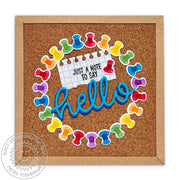 Sunny Studio Just A Note To Say Hello Rainbow Pushpin Corkboard Square Card (using A Cut Above 4x6 Clear Stamps)