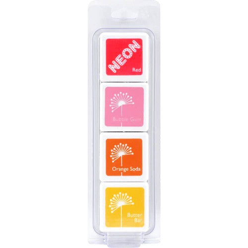 Hero Arts Morning Glory Dye Ink Cubes - 4 Pack Set with Neon Red, Bubble Gum, Bubblegum, Orange Soda & Butter Bar