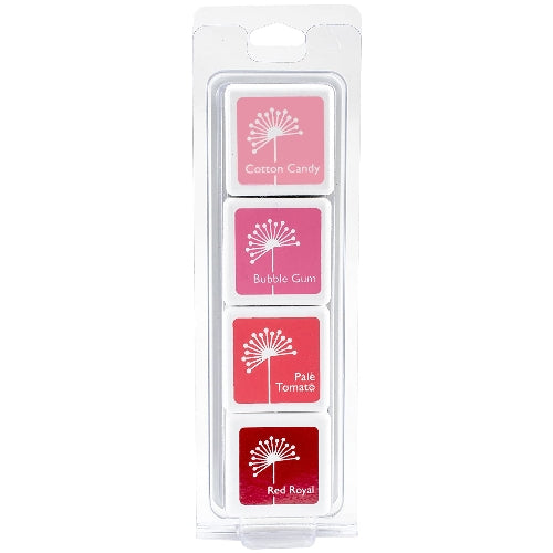 Hero Arts Rose Petals Hues Dye Ink Mini 1" Cubes - 4 Pack Set with Cotton Candy, Bubble Gum, Pale Tomato & Red Royal