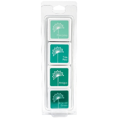 Hero Arts Sea Aquas Dye Ink Cubes - 4 Pack Mini Set with Mint Julep, Tide Pool, Antigua & Emerald Green Mid-tone Shadow Inks