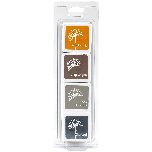 Hero Arts Morning Glory Dye Ink Cubes - 4 Pack Set with Pumpkin Pie, Cup O' Joe, Wet Cement & Charcoal