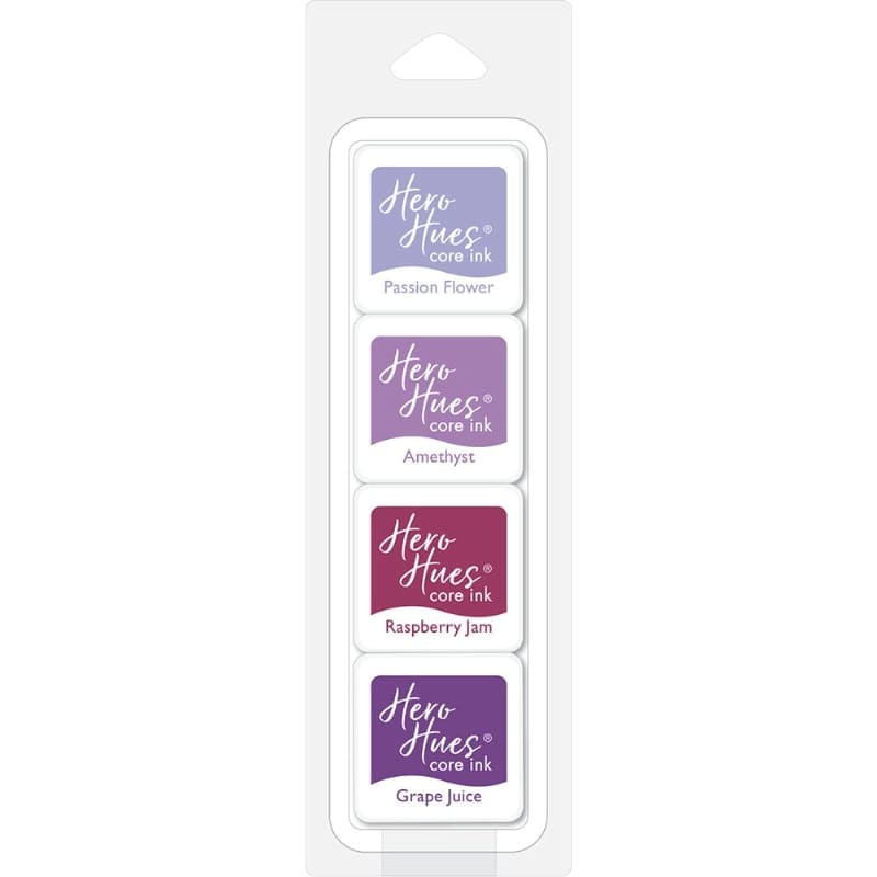 Shop Sunny Studio Stamps: Hero Arts Purples Core Dye Ink Cubes featuring Passion Flower, Amethyst, Raspberry Jam, & Grape Juice AF503