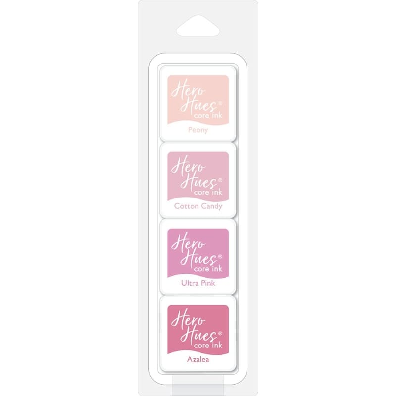 Shop Sunny Studio Stamps: Hero Arts Pinks Core Dye Ink Cubes Set featuring Peony, Cotton Candy, Ultra Pink, and Azalea AF504