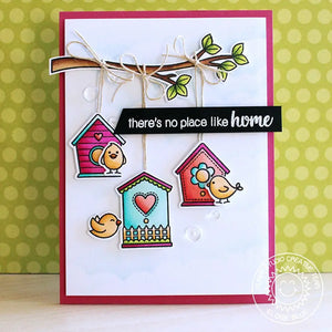 Sunny Studio Stamps A Bird's Life Birdhouse Trio on Tree Branch Card