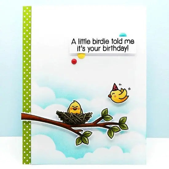 Sunny Studio Stamps A Bird's Life A Little Birdie Told Me It's Your Birthday Bird's Nest Card