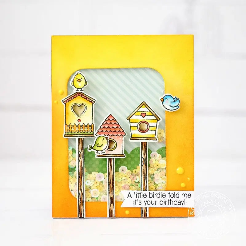 Sunny Studio Stamps A Bird's Life Birdhouse Shaker Card by Lexa