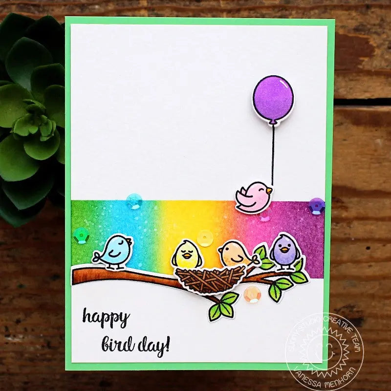 Sunny Studio Stamps A Bird's Life Rainbow Birthday Card by Vanessa