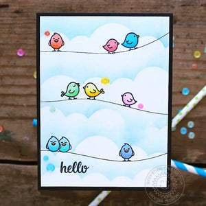 Sunny Studio Stamps A Bird's Life Birds on a Wire Hello Card
