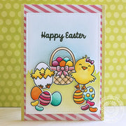 Sunny Studio Stamps Easter Eggs, Basket & Chick Card by Eloise Blue