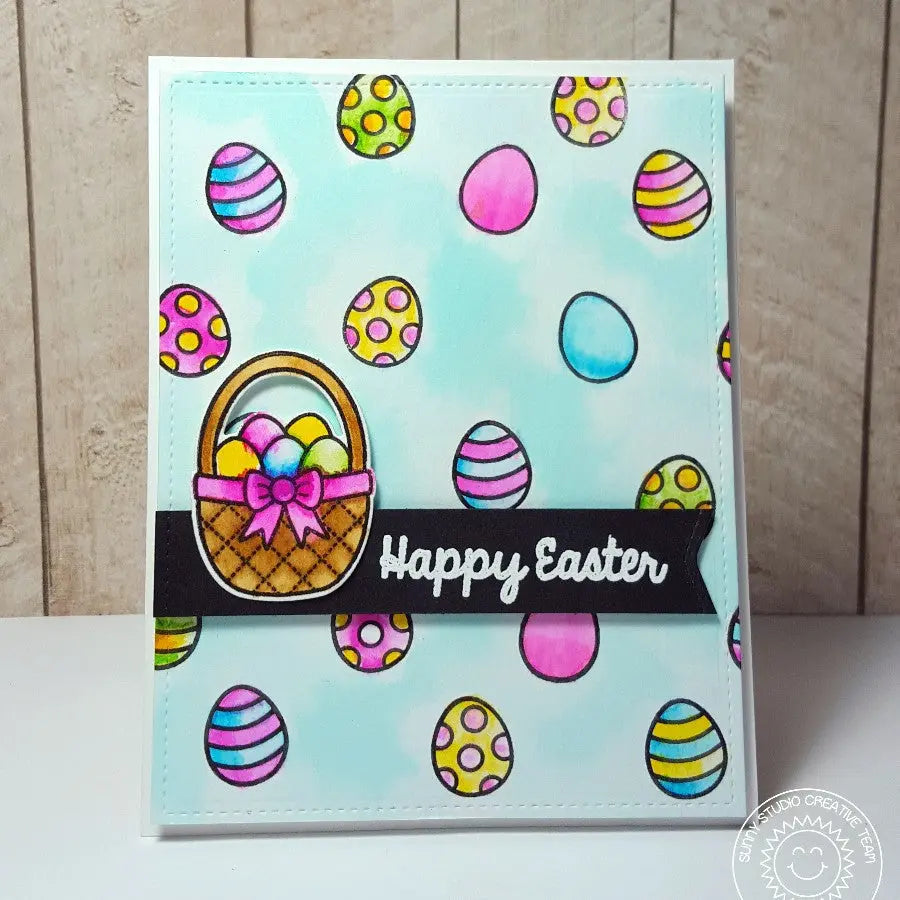 Sunny Studio Stamps A Good Egg Watercolor Easter Basket Card