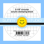 Sunny Studio Stamps 3-1/8" x 9/16" Circular Round Clear Acrylic Block with 1/4" Etched Gridlines
