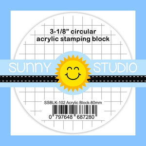 Sunny Studio Stamps 3-1/8" x 9/16" Circular Round Clear Acrylic Block with 1/4" Etched Gridlines