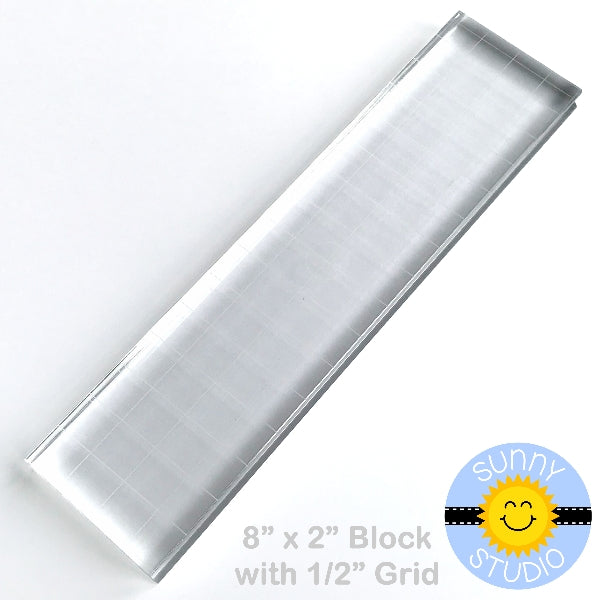 Sunny Studio Stamps 2" x 8" Rectangle Acrylic Block with Etched Grid Lines for Clear Photopolymer Stamping