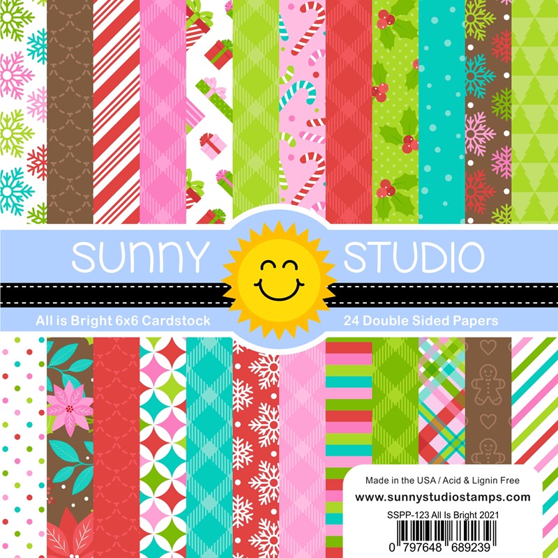 Sunny Studio Stamps All Is Bright Christmas 6x6 Double Sided Patterned Paper Pack Pad