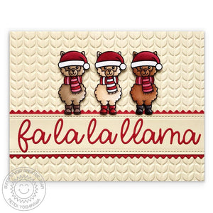 Sunny Studio Stamps Embossed Llama Alpaca Christmas Card using Cable Knit 6x6 Embossing Folder