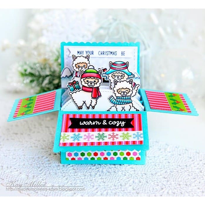 Sunny Studio Stamps Alpaca Pop-up Box Card using Holiday Cheer 6x6 Patterned Paper