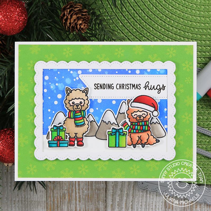 Sunny Studio Stamps Alpaca Holiday Sending Christmas Hugs Card by Juliana Michaels