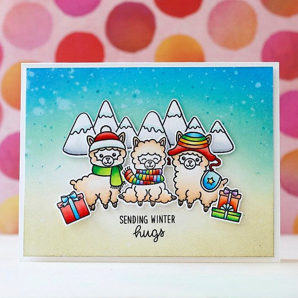 Sunny Studio Stamps Alpaca Holiday Rainbow  Christmas Card by Laura Bassen