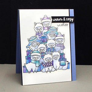 Sunny Studio Stamps Alpaca Holiday Masked Christmas Tree with Monochromatic Coloring by Sandy Allnock