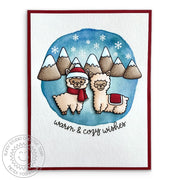Sunny Studio Stamp Alpaca Holiday Warm & Cozy Wishes Winter Card